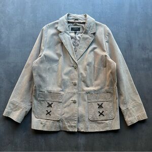 Colebrook Classics Suede Leather Jacket Womens 18/20 Beige Blazer Lace Pocket